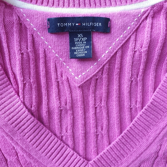 Tommy Hilfiger Pink Pima Cotton v-neck sweater XS - Picture 2 of 2